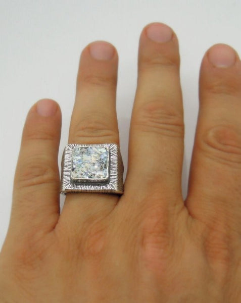 Rings - Lines For Lions Roman Glass Large Silver Ring