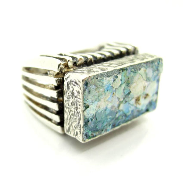 Rings - Pillar Design Roman Glass Large Rectangle Ring For Men