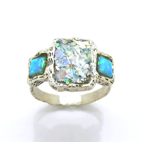 Rings - Roman Glass And Opal Gemstone Ring