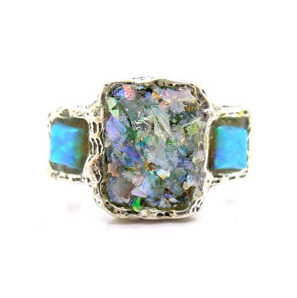 Rings - Roman Glass And Opal Gemstone Ring