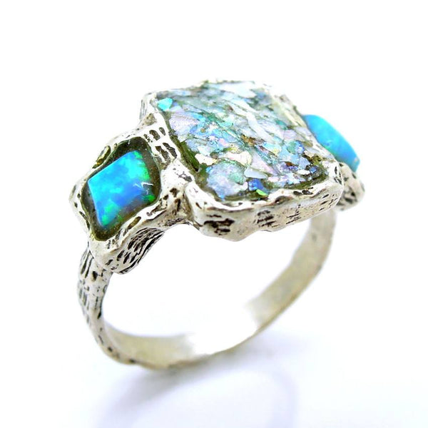 Rings - Roman Glass And Opal Gemstone Ring