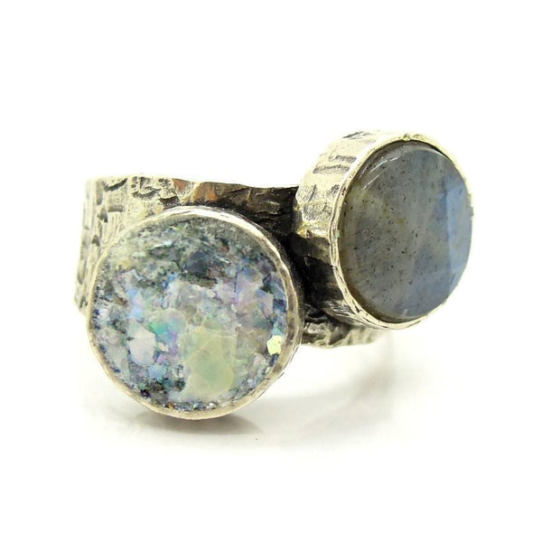 Rings - Roman Glass And Silver Labradorite Ring