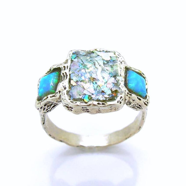 Rings - Roman Glass And Silver RIng - Purple Zircon Gemstone