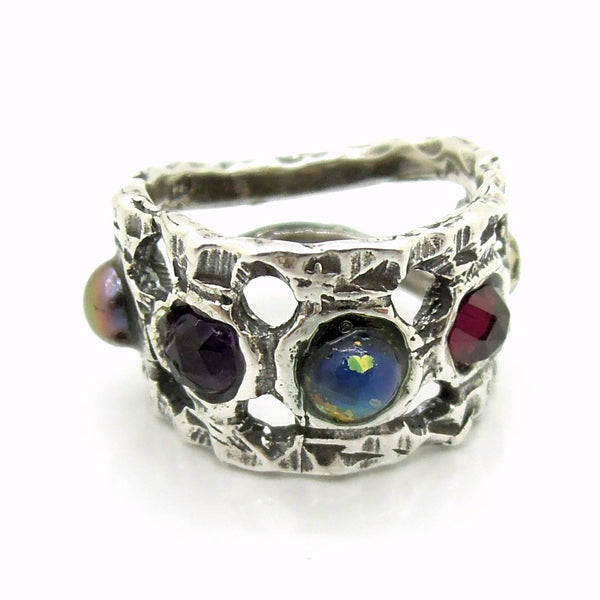 Rings - Unique Silver Ring With Gemstones For Men And Women