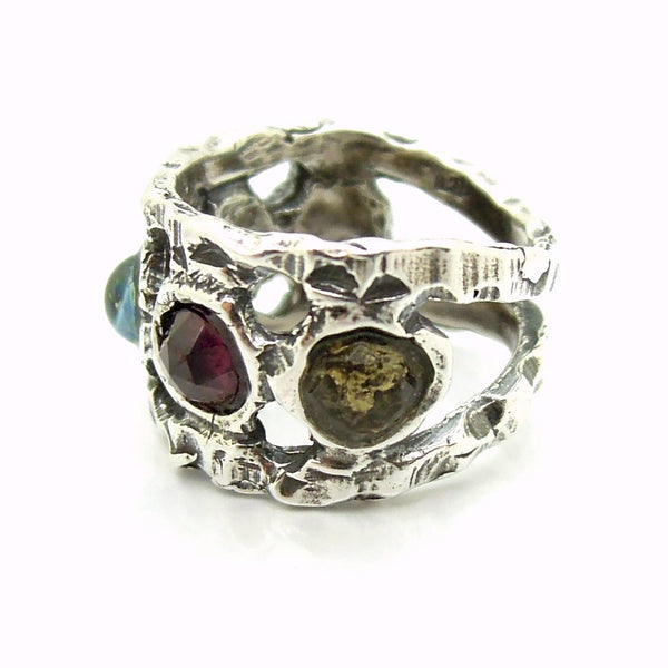 Rings - Unique Silver Ring With Gemstones For Men And Women
