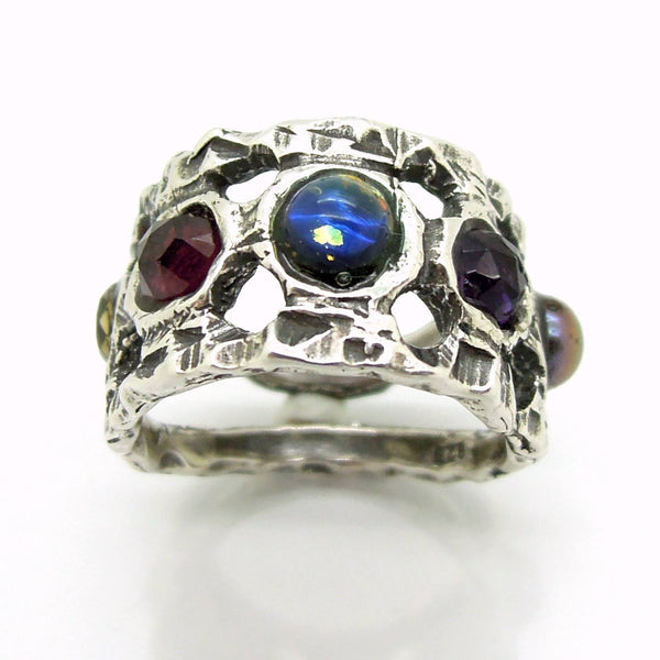 Rings - Unique Silver Ring With Gemstones For Men And Women