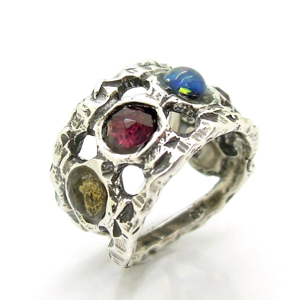 Rings - Unique Silver Ring With Gemstones For Men And Women