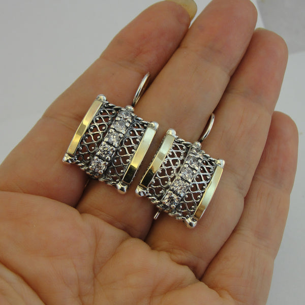 925 Long Garnet Earrings, Handmade 9K yellow Gold 925 Sterling Silver Garnet Earrings, Modern Earrings, Birthday Gift (sm 238e