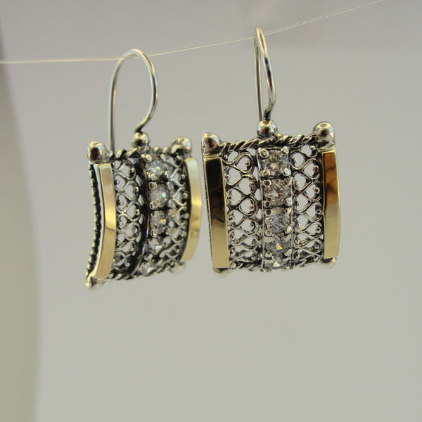 925 Long Garnet Earrings, Handmade 9K yellow Gold 925 Sterling Silver Garnet Earrings, Modern Earrings, Birthday Gift (sm 238e