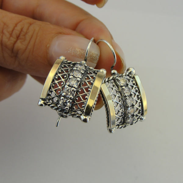 925 Long Garnet Earrings, Handmade 9K yellow Gold 925 Sterling Silver Garnet Earrings, Modern Earrings, Birthday Gift (sm 238e